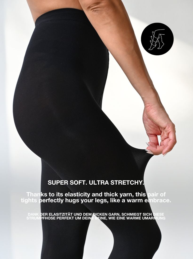 Super soft. Ultra stretchy. Dank dem dicken Garn und der Elastizität legt sich diese Strumpfhose wie eine warme Umarmung um deinen Beine.